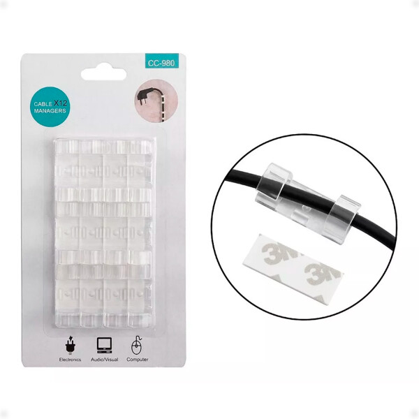 Organizador De Cables Clip Adhesivos de 12 Unidades Organizador De Cables Clip Adhesivos de 12 Unidades