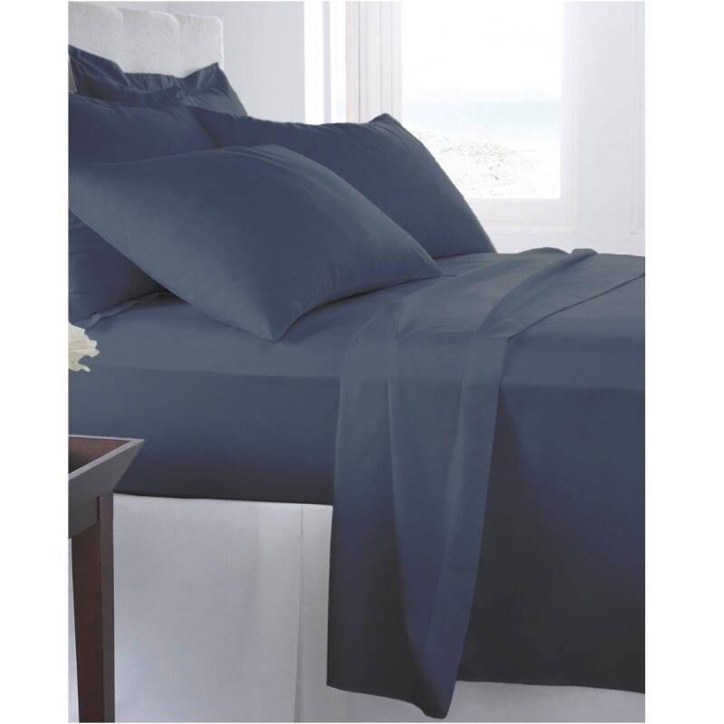 Sábanas 2 Plazas Juego 4 Piezas C/ Funda Almohadas Polyester Azul Oscuro Liso Sábanas 2 Plazas Juego 4 Piezas C/ Funda Almohadas Polyester Azul Oscuro Liso