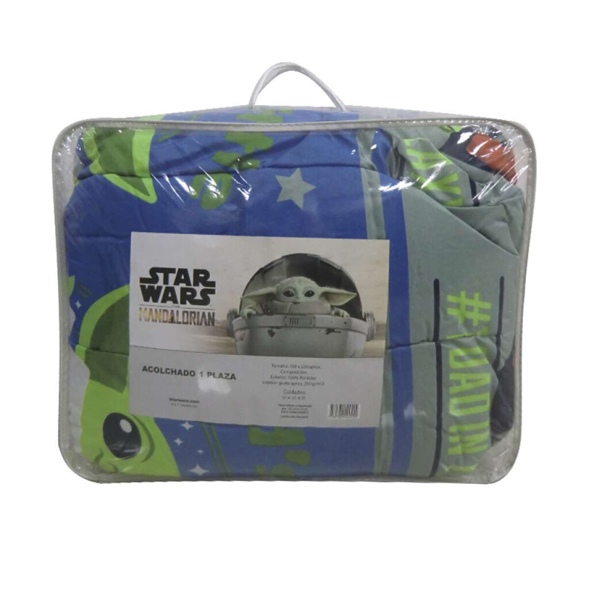 Acolchado Baby Yoda Microfibra - 1 Plaza 