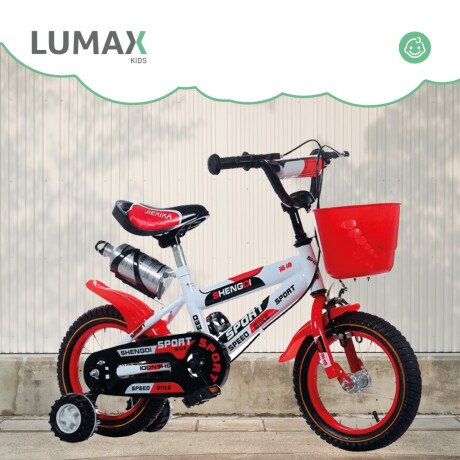 Bicicleta Rodado 12 Con Canasto Y Caramañola Niño Niña Rojo