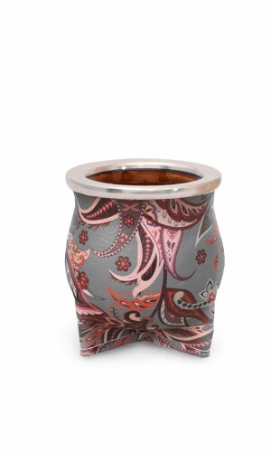 MATE DE CERÁMICA CHICO DELTA FLOREADO PERSA FUCSIA