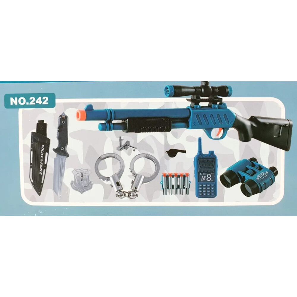 Set de policía con arma lanza dardos y accesorios Set de policía con arma lanza dardos y accesorios