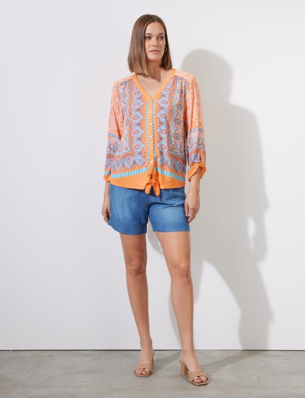 Blusa Shibori ANARANJADO/MULTI