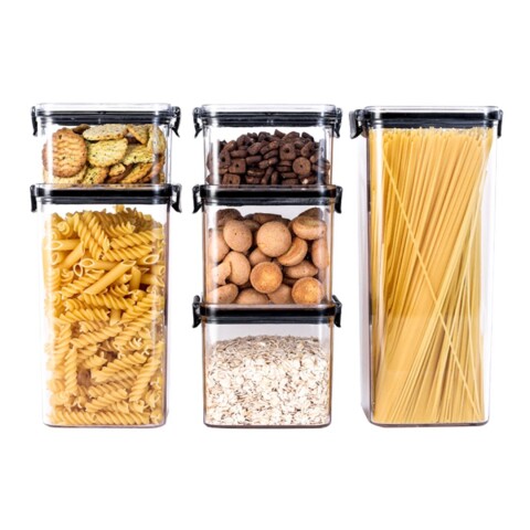 Juego de 6 Recipientes Herméticos Apilables Tarros Frascos Contenedores Apto Alimentos Juego de 6 Recipientes Herméticos Apilables Tarros Frascos Contenedores Apto Alimentos