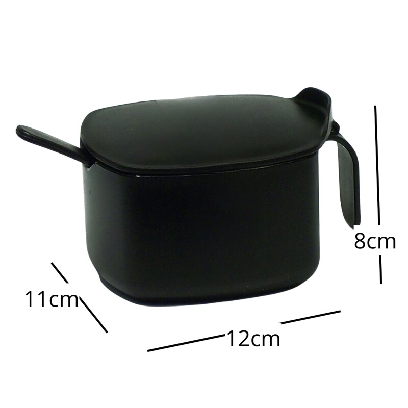 Azucarero con tapa y cuchara de plástico 300 ml Coza NEGRO