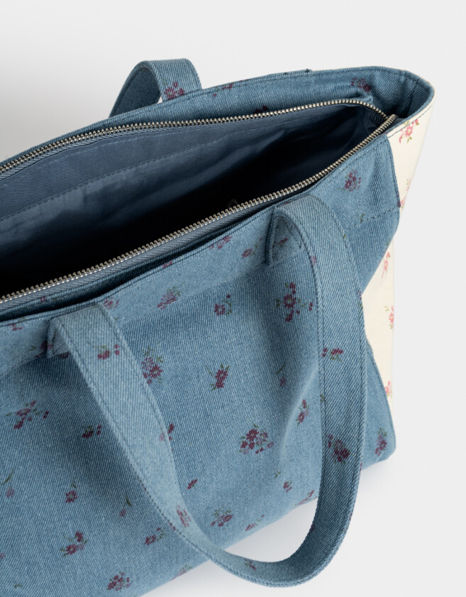 Shopper Cartera Shopper Denim - Estampado Flores