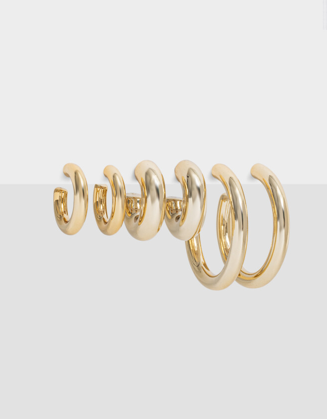 Aros Argollas Set Chunky Edition Set De Argollas Chunky Edition - Dorado