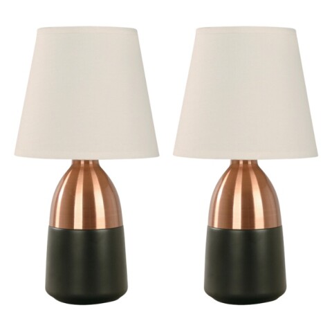 PACK VELADOR DE MESA MIMA NEGRO Y COBRE E27 PACK VELADOR DE MESA MIMA NEGRO Y COBRE E27