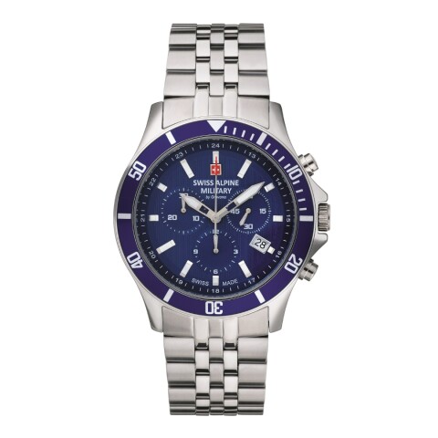 Reloj Swiss Alpine Military Challenger Chrono 7022.9135 para hombre con correa de acero Azul