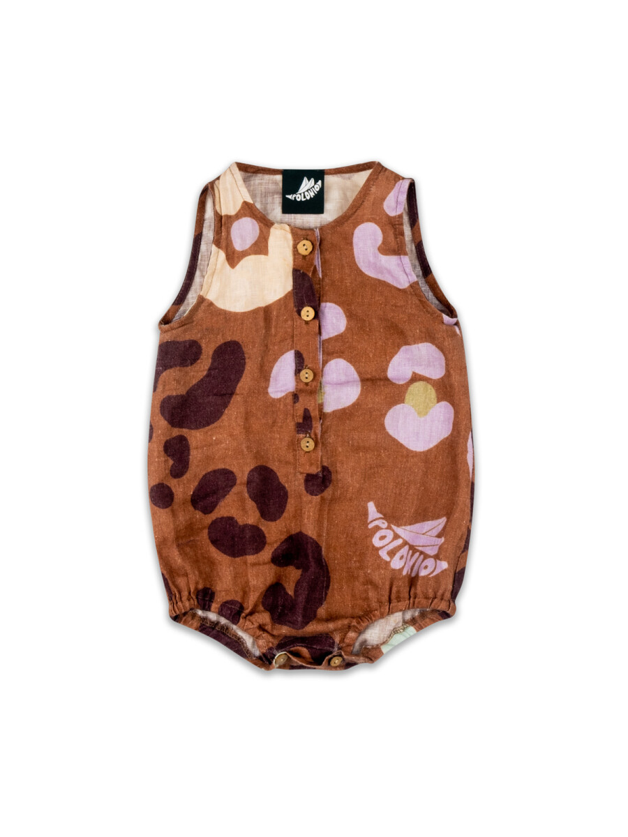 Baby linen tank onesie - Spotted caramel 