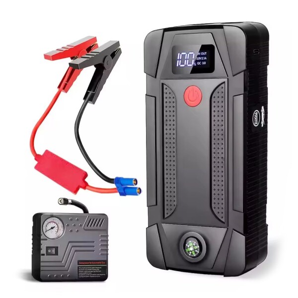 Arrancador Auto G-Power 12000 Mah + Compresor Aire + Pinzas Variante Color Negro