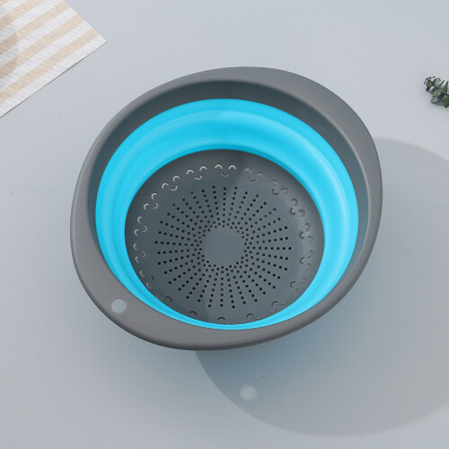 Colador Plegable - Gris Y Azul - Grande Colador Plegable - Gris Y Azul - Grande