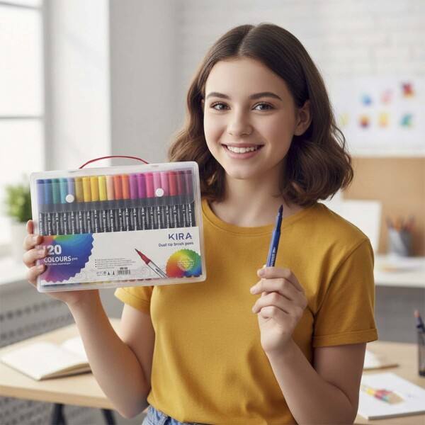 Set De 120 Marcadores Doble Punta Tipo Pincel Acuarelables Transparente