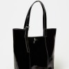 Shopper The Icon en cuero charol arrugado Negro