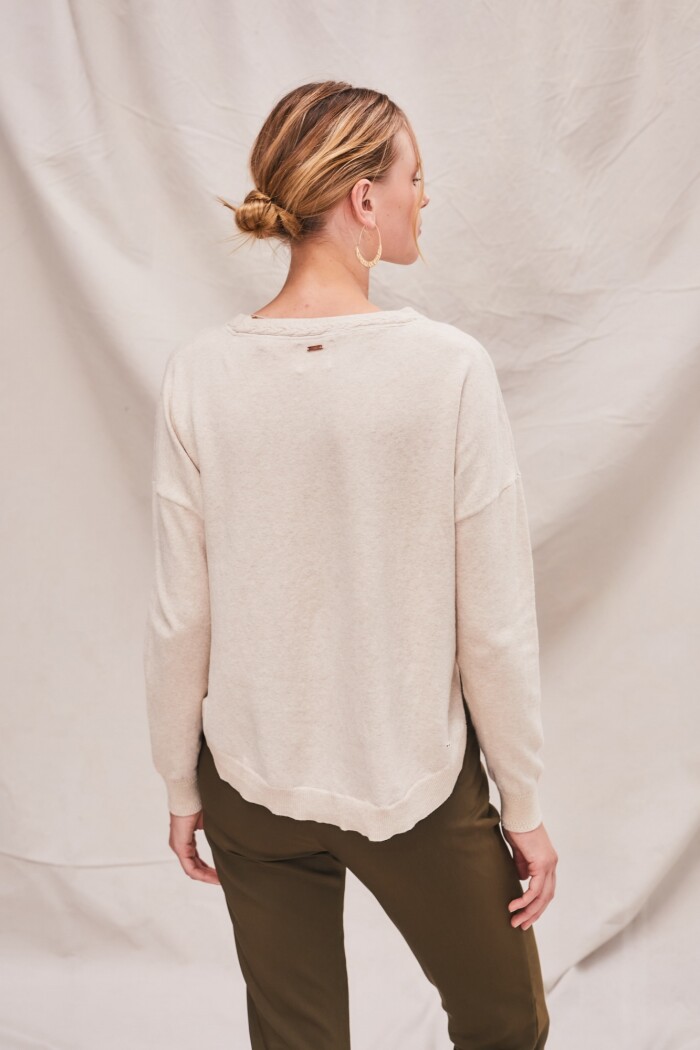 Sweater Algodón Elastano Beige Melange