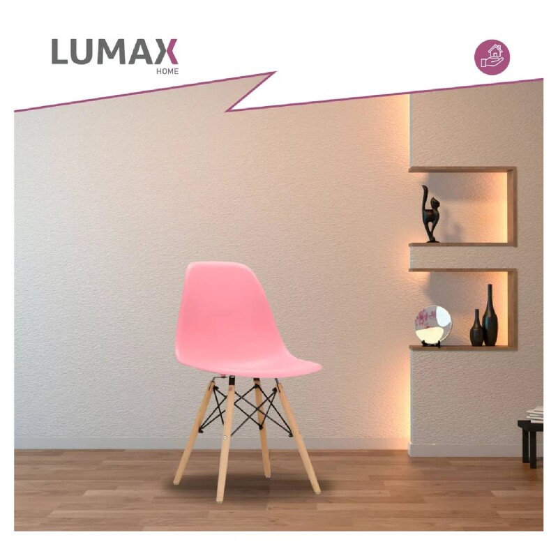Pack 4 Sillas De Comedor Eames Lumax De Diseño Moderno Con Patas De Madera Rosa