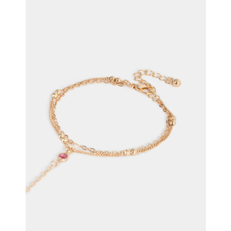Pulsera Flexible Con Anillo Unido Dorado