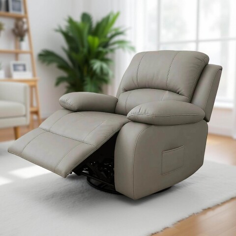 Sofá Sillón Poltrona Reclinable Masajeador Electrico Cuerina Color Gris Cuerina