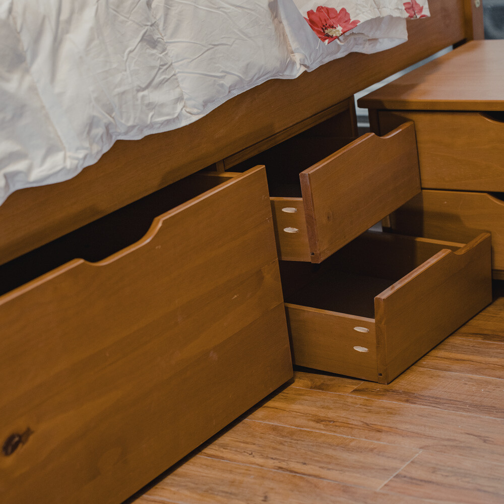 Cama Madera Maciza - 4 Cajones - Queen - Linea charme Amendoa