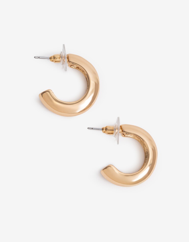 Aros Argollas Metal Argollas De Metal Bañado En Oro - Dorado
