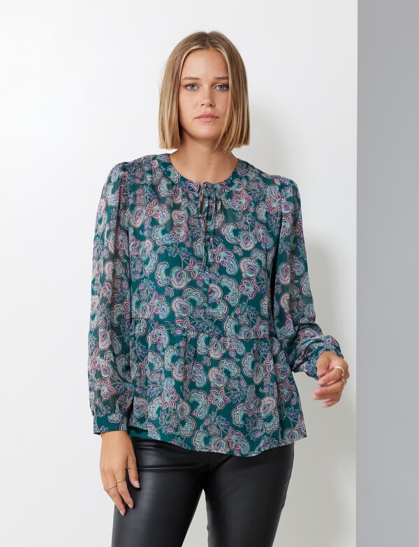 Blusa Gasa Lurex VERDE/MULTI