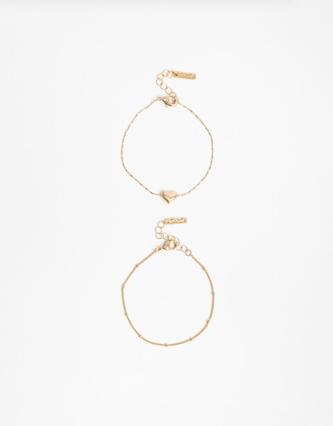 Pulseras Flexibles Sets Metal Pulsera Flexible Set Corazón Metal - Dorado