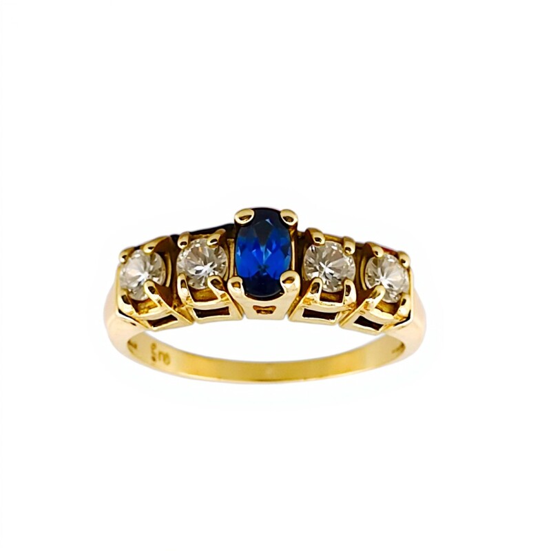 Anillo Vera-Oro Bajo-Piedra Zafiro y Zirconia-AN8131 conpiedra