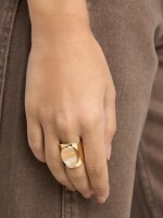 Anillo Ancho Con Detalle Ovalado beige