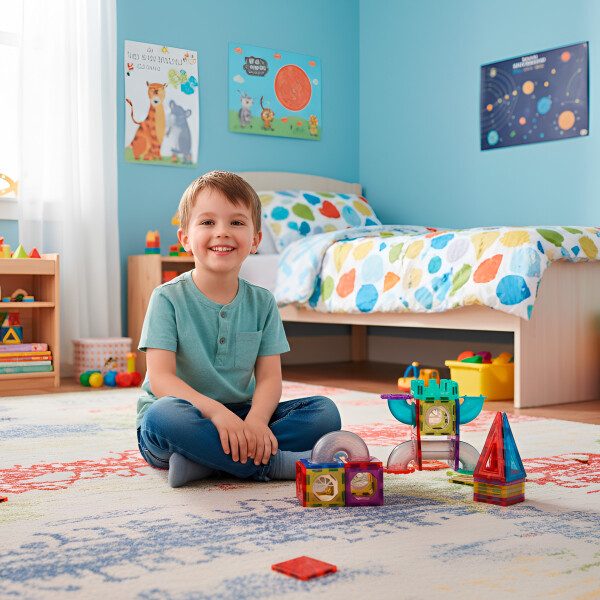 Juego De Construcción Con Imanes Para Niño 36 Pzs Magnéticas Diseño De Colores