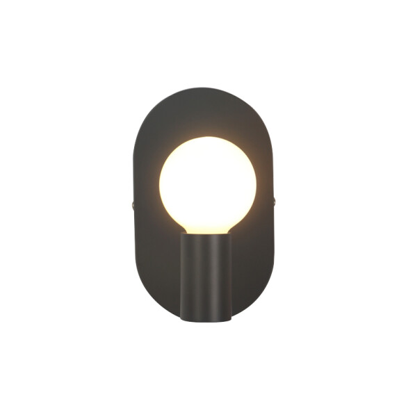 Aplique pared acero negro globo vidrio opal E27 IX9287