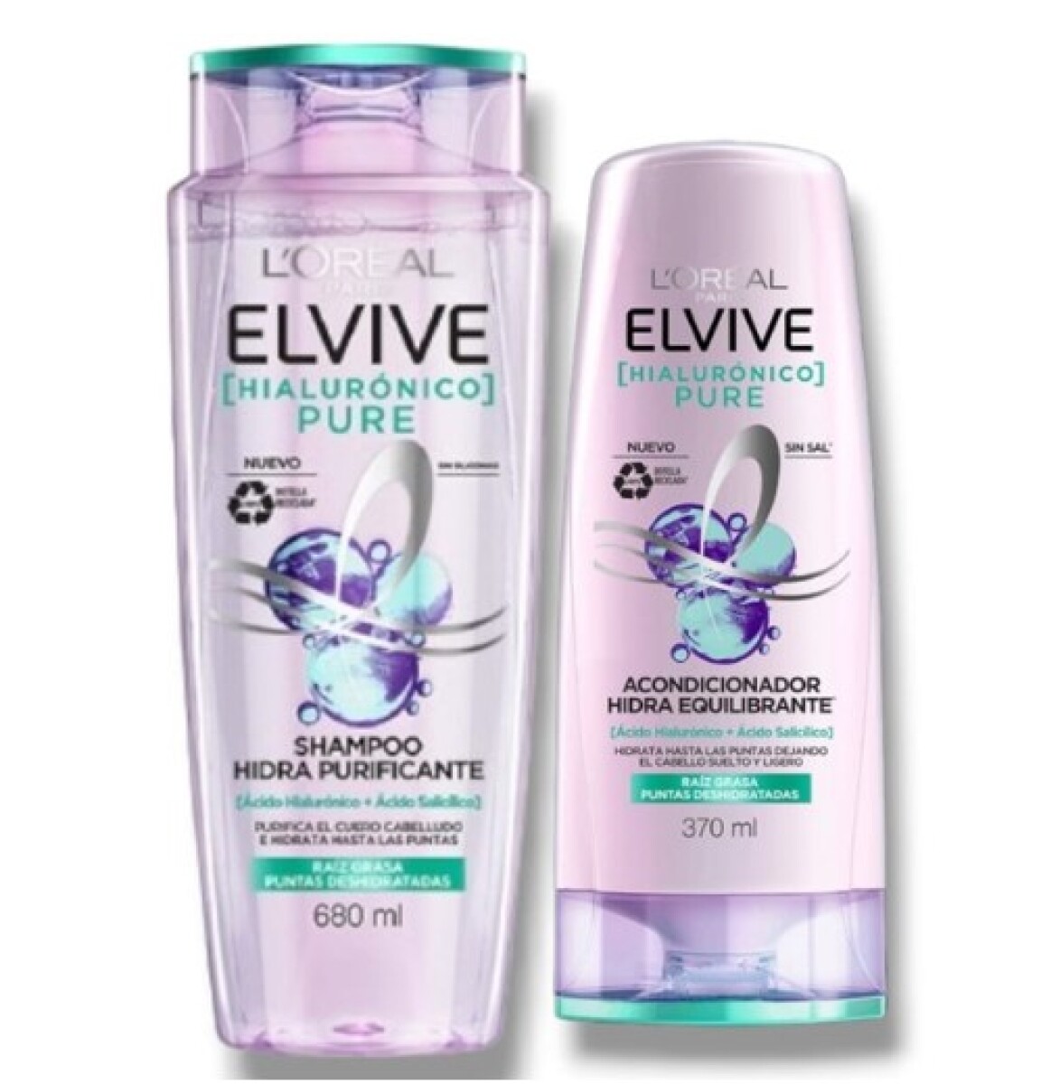Pack L´oréal Elvive hialurónico pure shampoo 680ml +aco 370 ml 