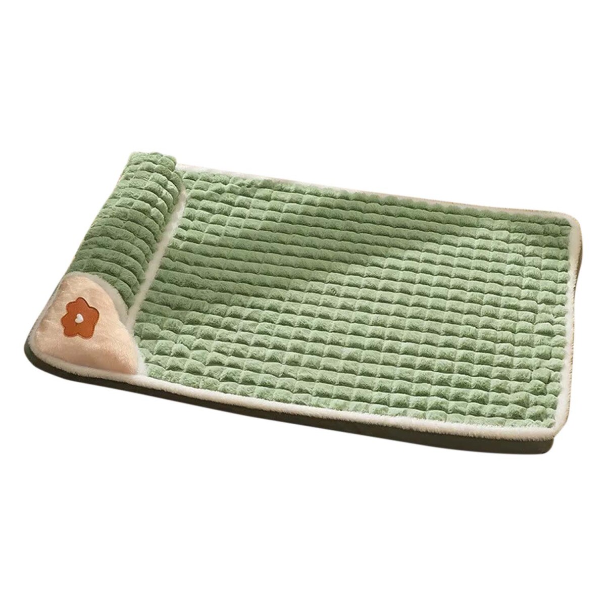 Cama Colchoneta con Almohada Pequeña de Felpa p/ Perro Gato - Verde 