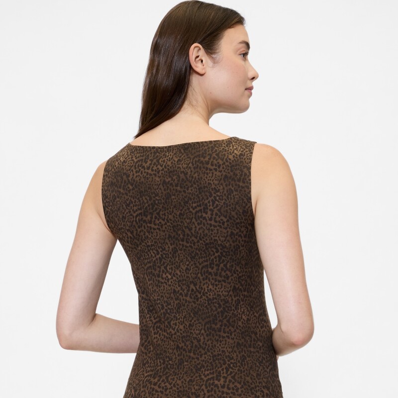 V-SL BOATNECK TOP PRINT BROWN CHEETAH