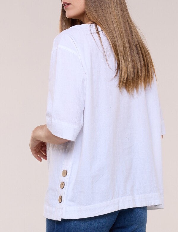 Blusa Algodon Botones BLANCO