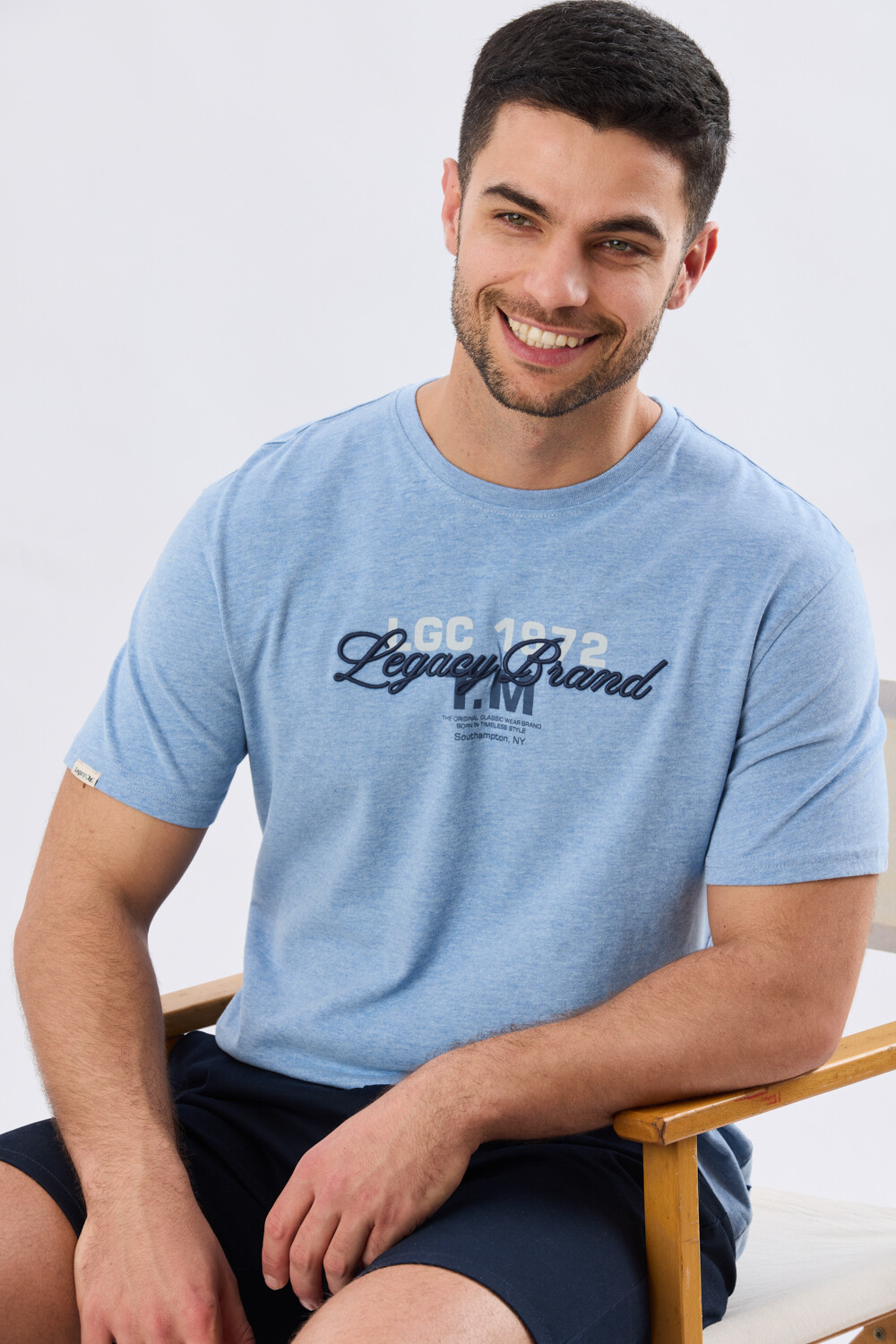REMERA ESTAMPADA DE ALGODÓN Celeste