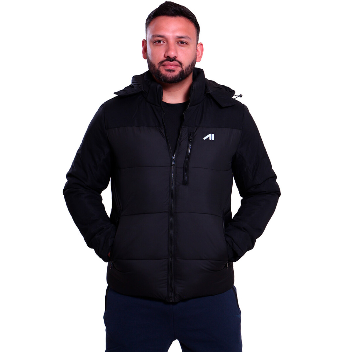 Austral Campera Inflada C/Capucha - Negro - Negro 