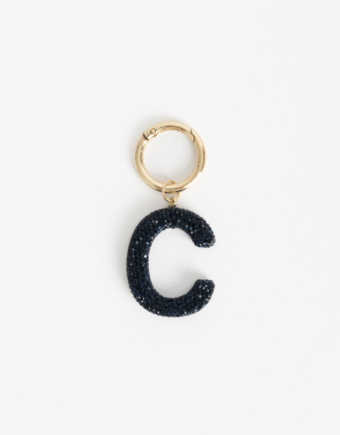 Llavero Strass Llavero Y Bag Charm Strass Letra "c" - Azul Oscuro