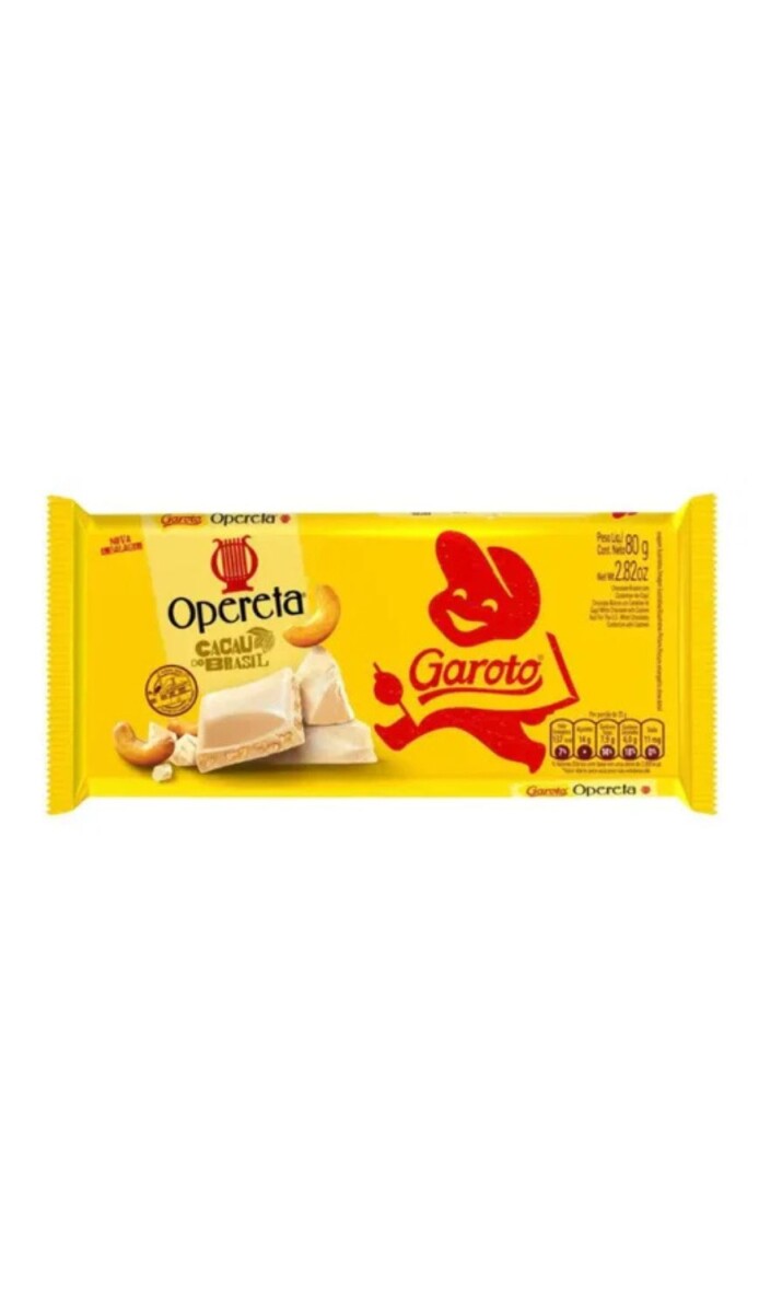 CHOCOLATE GAROTO (09)BLANCO OPERETA TABLETA 80 GRS 