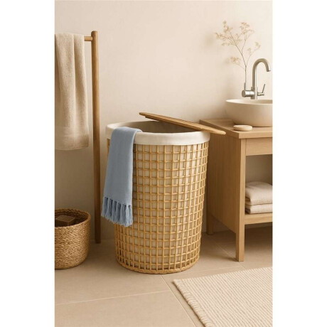 Cesto C/Tapa/Funda D42X55Cm Tej Cordon Papel Natural