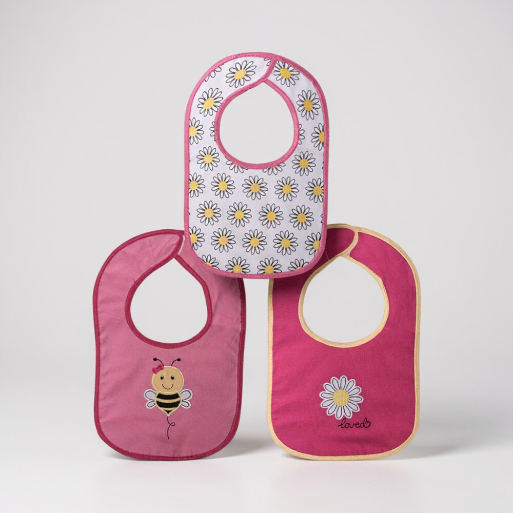 Set x3 baberos c velcro LORELLI rosa