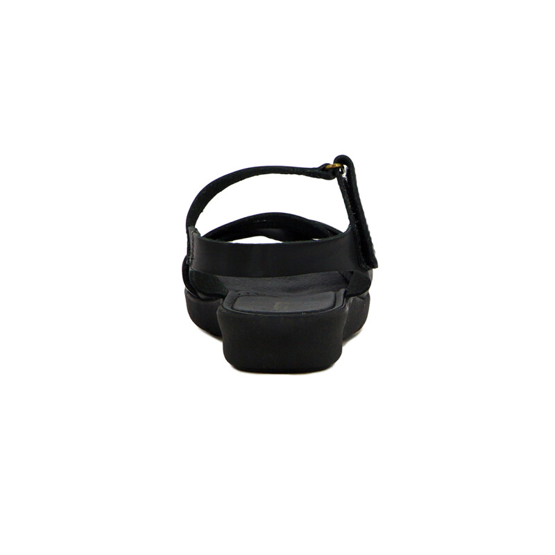 Country Sandalia Dama Casual Cuero Tiras Combinada Cruzadas Negro
