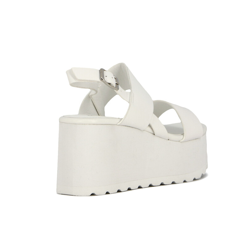 Sandalias Mujer Darkness Plataforma Con Dos Tiras Blanco