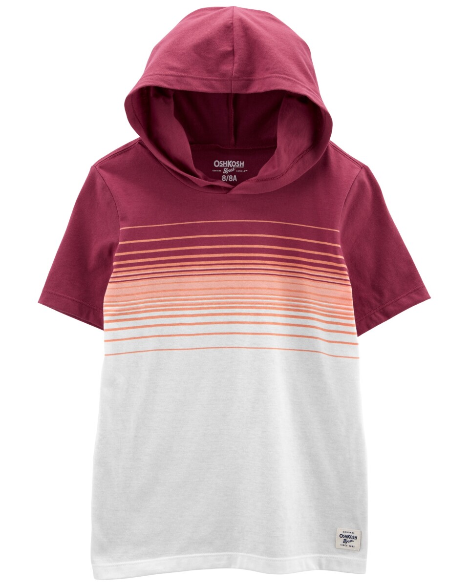 Remera de algodón con capucha y diseño a rayas 