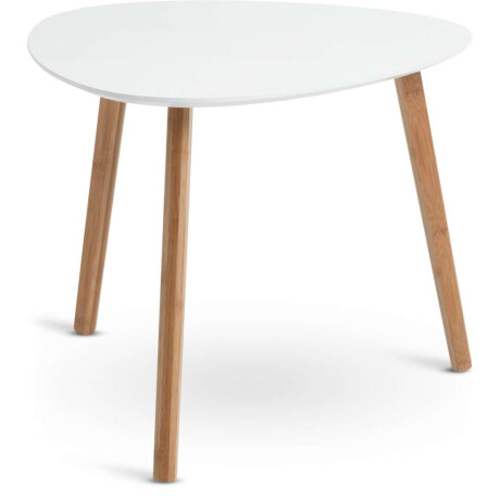 Mesa Auxiliar Taps 55X55 Blanco/Bambu