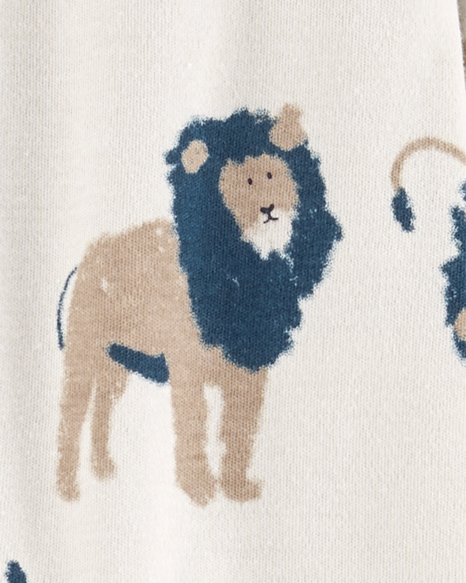Pijama una pieza de algodón con pie y diseño leones Sin color
