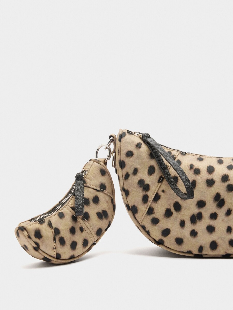 Bolso Bandolera De Nylon Estampado Animal crudo