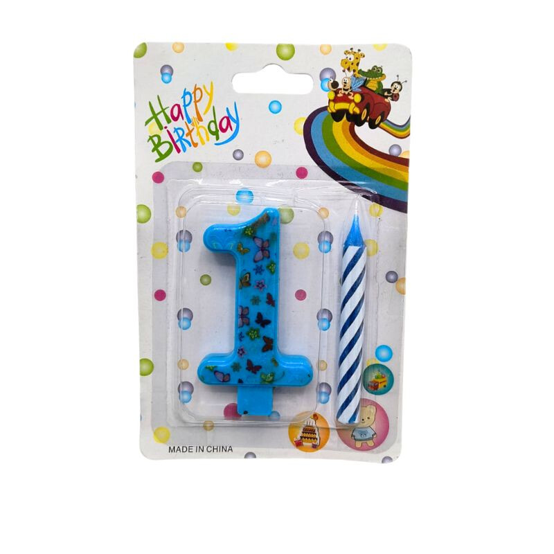 Vela Número 1 2En1 Azul