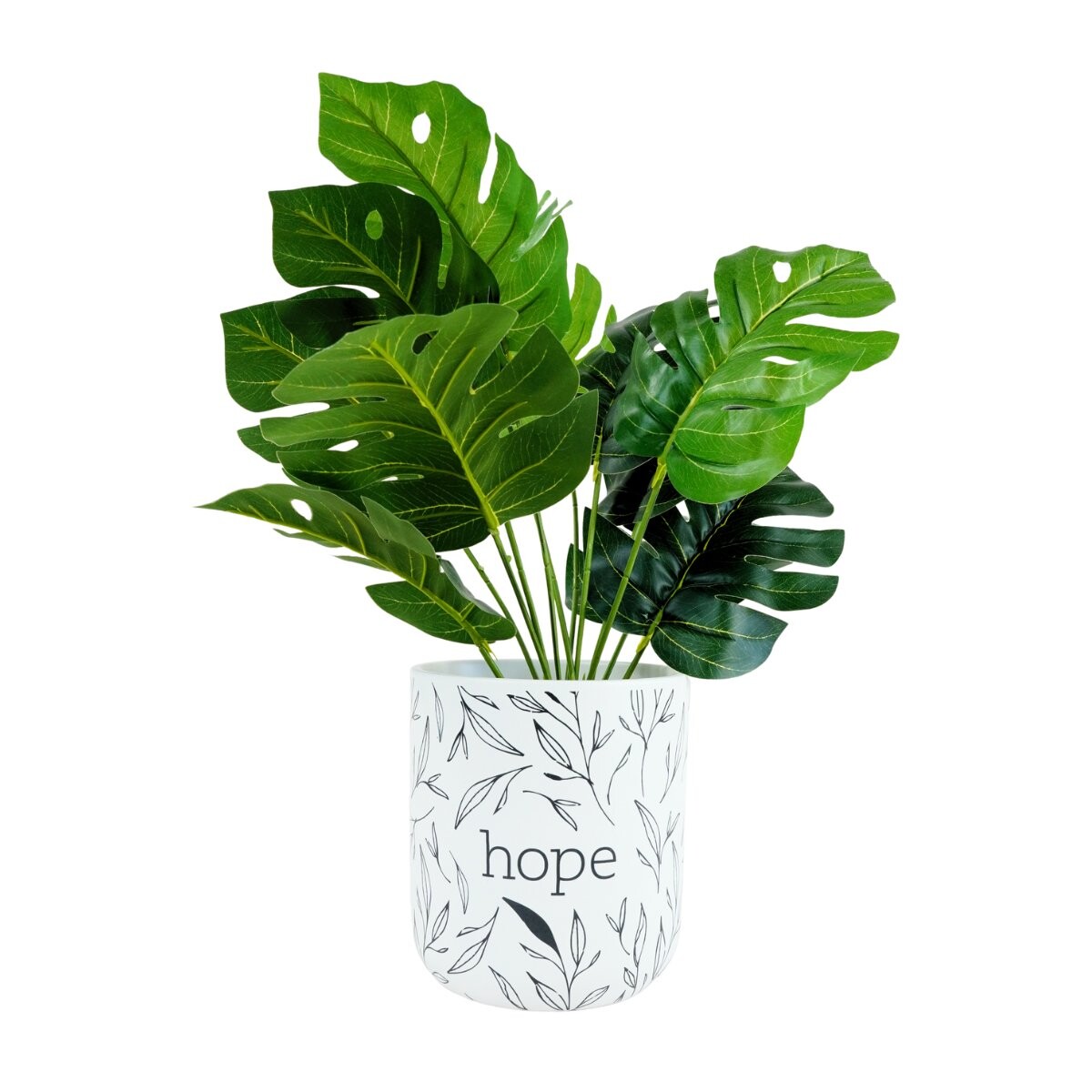 Maceta de ceramica blanca diseño hoja Hope 