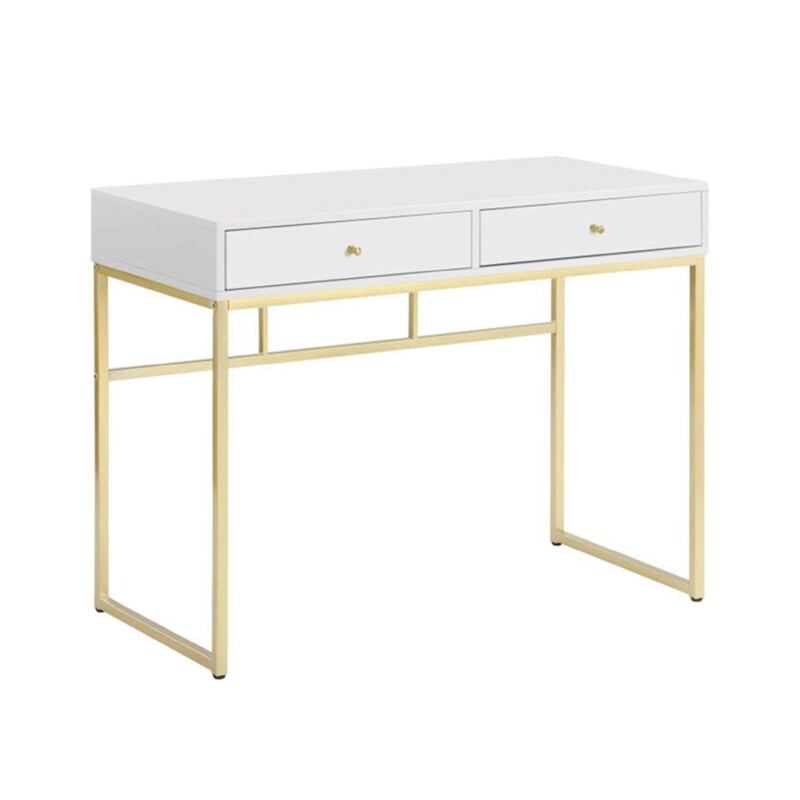 ESCRITORIO MDF/METAL 100x48x78CM DORADO/BLANCO ESCRITORIO MDF/METAL 100x48x78CM DORADO/BLANCO