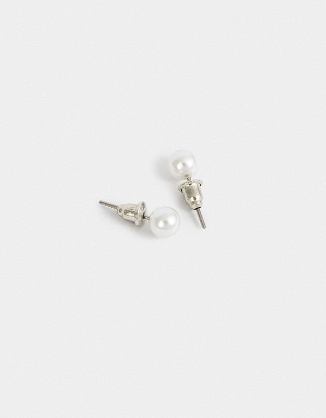 Aros Pasantes Con perlas Aros De Perlas - Plateado